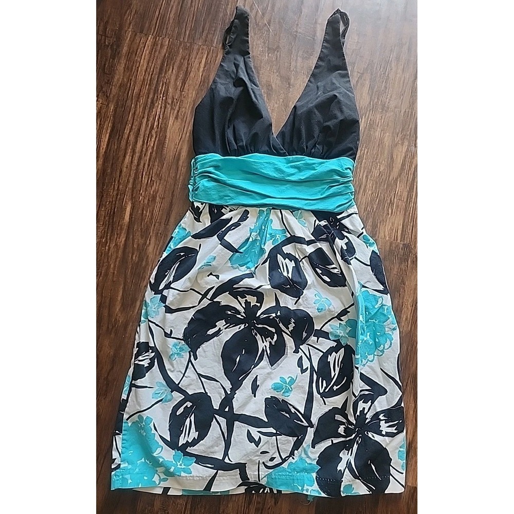 Speechless Dress Juniors 7 Multi-Color Floral Print V-Neck Halter Babydoll